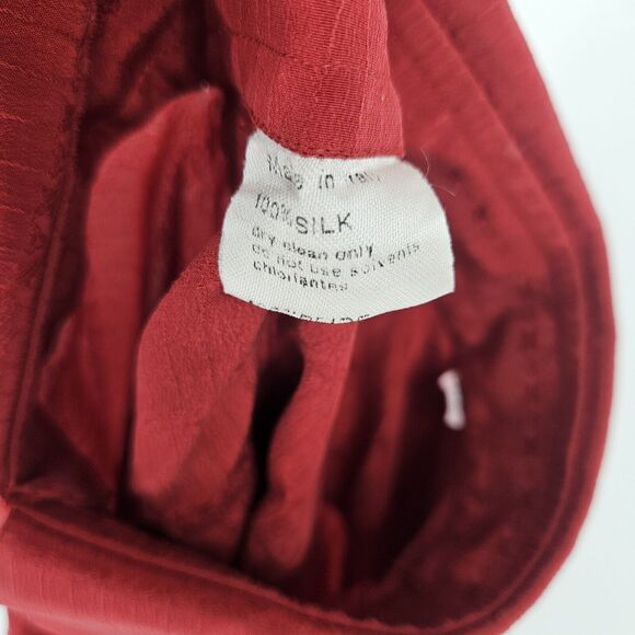 Pancaldi & B Mens‎ 16.5 42 Shirt 100% Silk Red Button Up Long Sleeve Made Italy - Picture 12 of 13